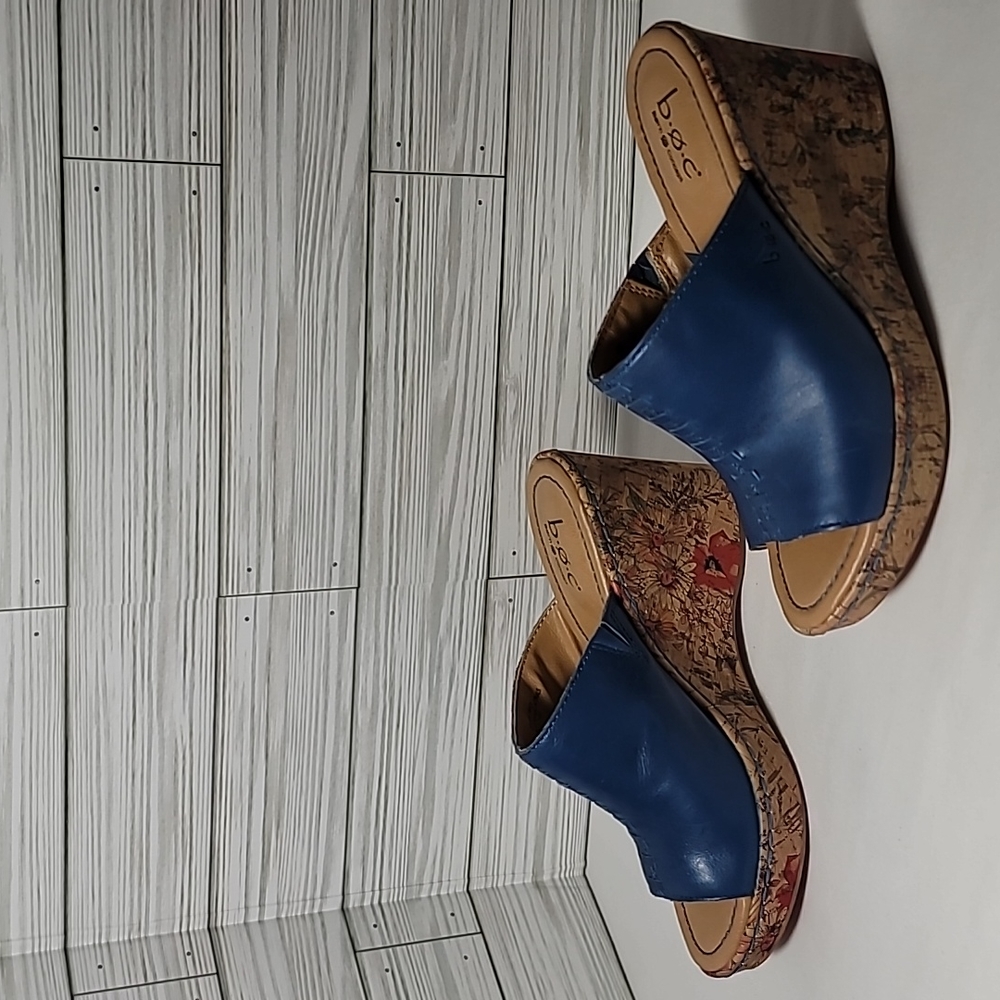 NEW B.O.C Born Concept Blue Starlet Wedge Sandal w/Floral Decor Wedge Sz. 7 - Picture 2 of 8